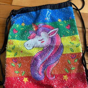 Amazon Unicorn Sequin Drawstring Backpack - Doublesided